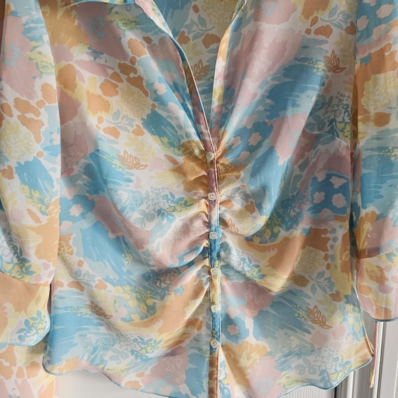 NWOT Tribal Pastel Floral Skirt + Blouse 2 Piece Set - Picture 3 of 15